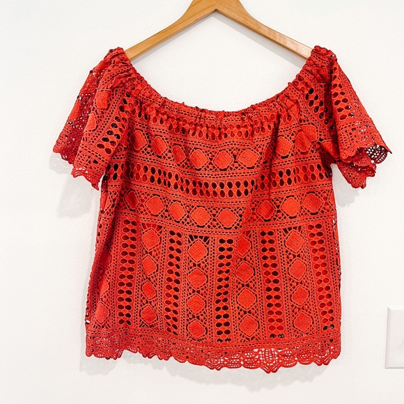 Anthropologie Tops - ANTHROPOLOGIE Sunday in Brooklyn lace overlay off the shoulder blouse size small